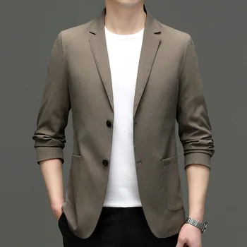 5886-2023 Мужской модный повседневный маленький костюм мужская корейская версия приталенного костюма 105 куртка однотонная куртка