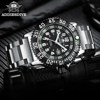 Addies Мужские часы из нержавеющей стали 316, светящиеся спортивные часы на открытом воздухе, водонепроницаемые кварцевые часы reloj hombre 50 м