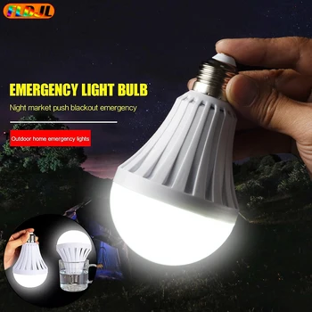 E27 Smart Emergency Light Светодиодная Энергосберегающая лампа 220V Наружный светильник для палатки для дома, коридора, гаража, Аварийные лампы, светодиодный светильник