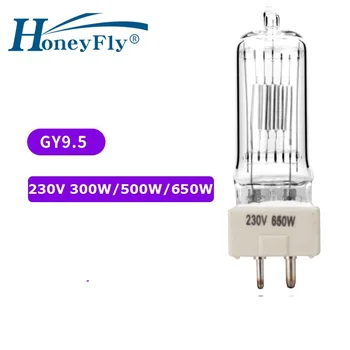 HoneyFly GY9.5 Галогенная лампа 230 В/120 В 300 Вт/500 Вт/650 Вт/1000 Вт Капсула Прозрачная с Односторонним фокусным сценическим освещением для кино и телевидения
