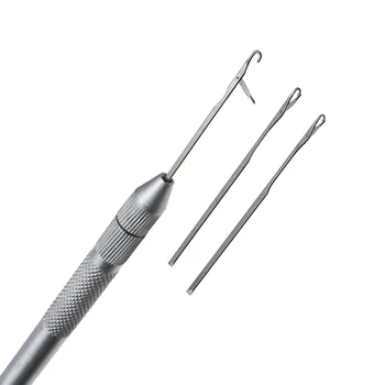Алюминиевые вязальные крючки для наращивания париков (1 ручка + 3 крючка + 1 петля)