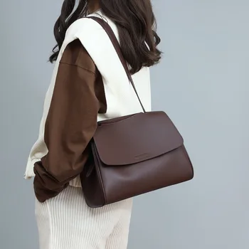 Новая женская кожаная сумка через плечо большой емкости, модная универсальная сумка-мессенджер