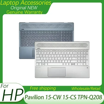 Новая Оригинальная Американская клавиатура для HP Pavilion 15-CW 15-CS TPN-Q208 с Подсветкой Корпуса ноутбука, Подставки для рук, Верхняя крышка Серебристого/Синего цвета